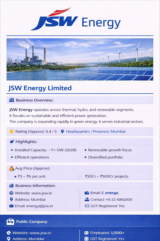 JSW Energy Limited Power Plant Company 