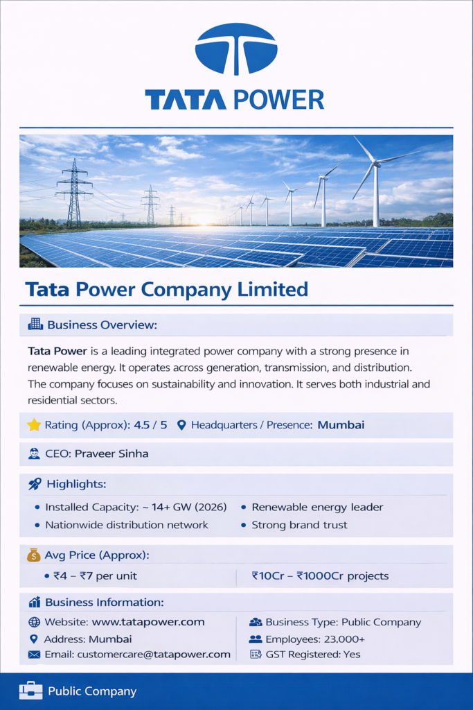 Tata Power Company Limited Power Plant Company 